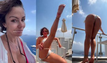 Karolin Fişekçi Patreon ifşa – Santorini beyaz bikini dikey